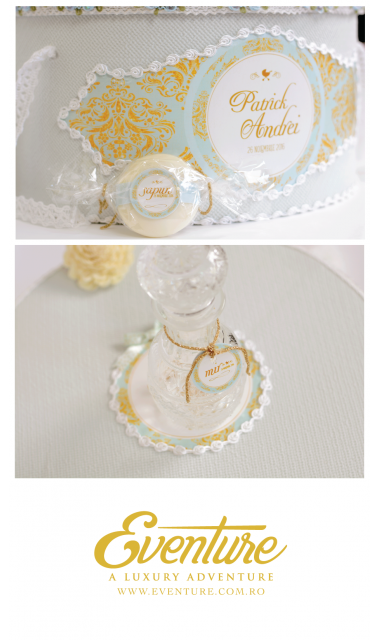 Trusou de botez cu broderie personalizata pentru baieti, Gold & Mint 11